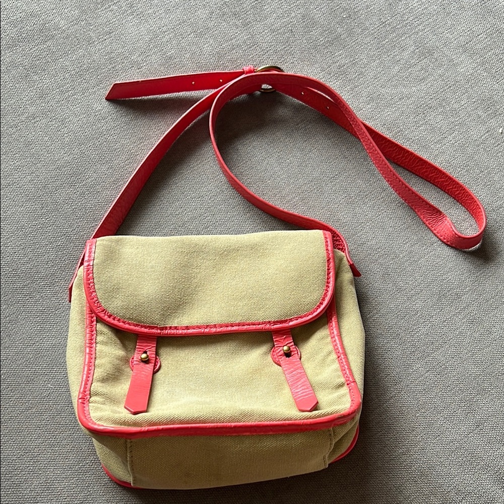 Stylish Tan and Pink Crossbody Bag